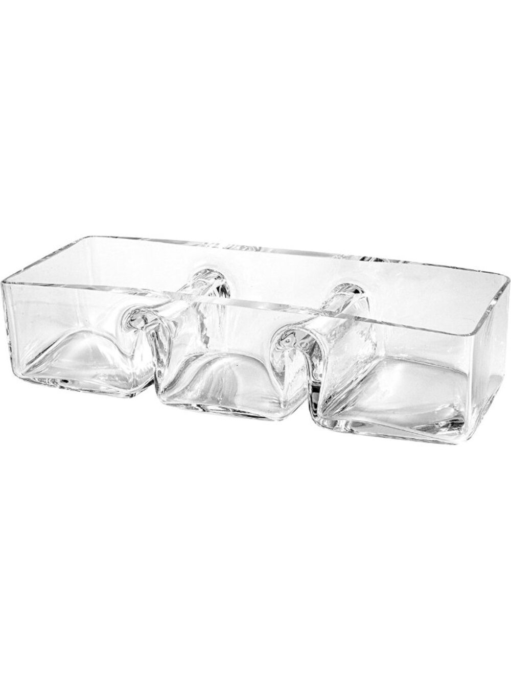 Elegant 3-Part Rectangular Glass Divided Tray for Nuts, Chocolate, Fruit